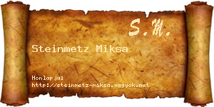 Steinmetz Miksa névjegykártya